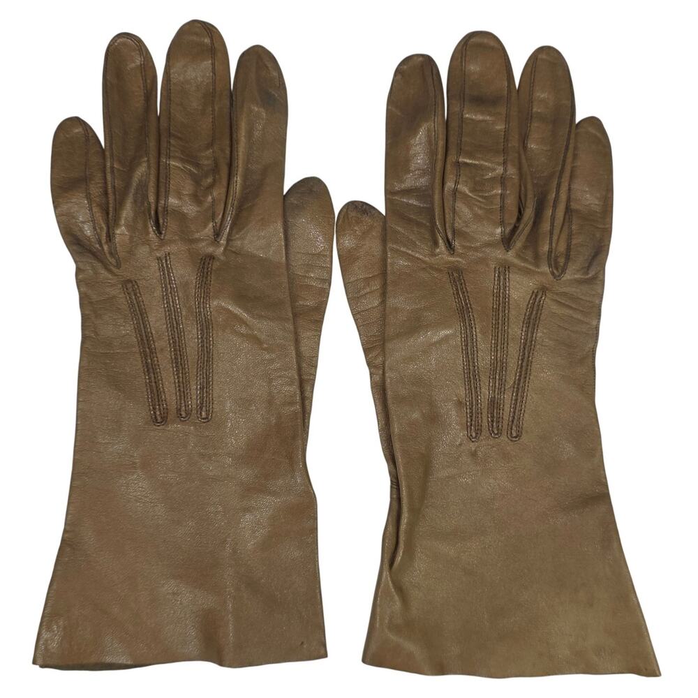 VINTAGE 1930's CAPWELL SULLIVAN & FURTH LONG CUFF LEATHER RANCH GLOVES – MEN’S M